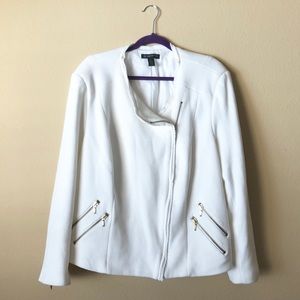I.N.C. Cotton White Blazer Gold Zippers
